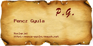 Pencz Gyula névjegykártya